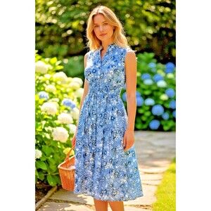 Chelsea & Theodore NEW dress fit & flare v-neck cotton summer cottagecore sz M